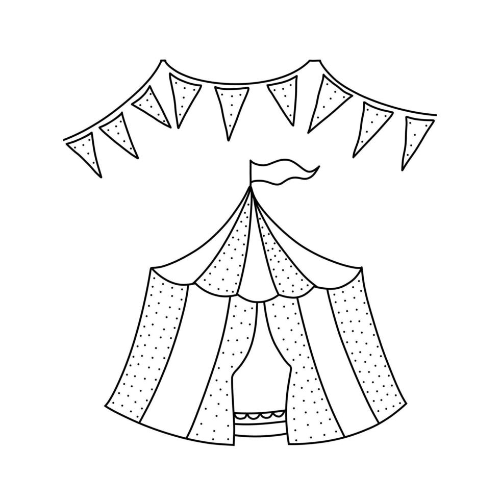 Hand drawn set of circus tent in Doodle sketch style. Illustration for any web design. vector