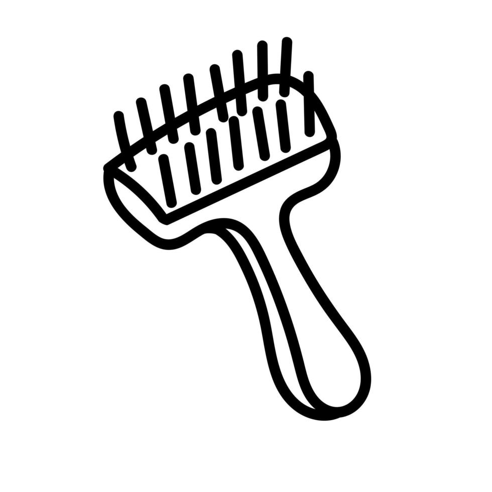 Pet grooming comb and brush for dog and cat hair in hand drawn doodle style. Vector illustration.