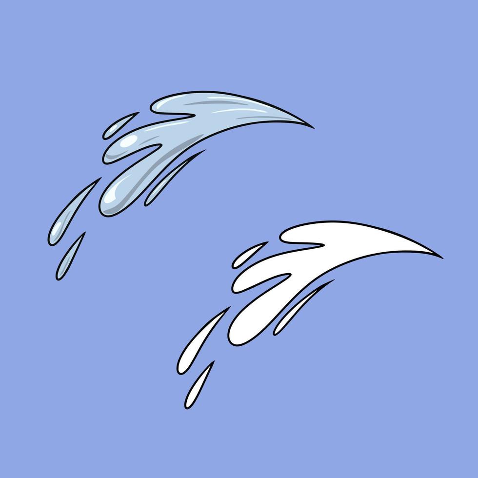 Set of images, Blue jet of water, waves, splashes, vector illustration in cartoon style on a colored background