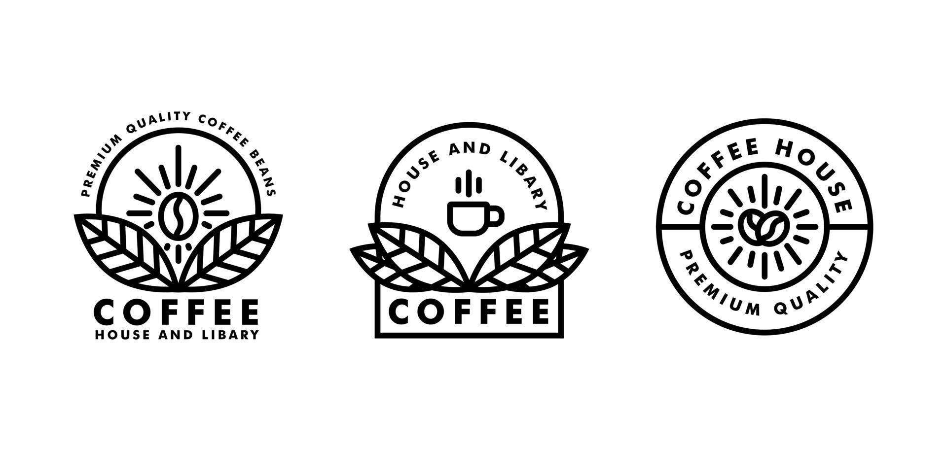 logotipo de café con diseño de estilo de línea vector