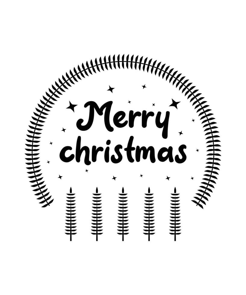 Merry christmas design with christmas elements black lettering text card design vector