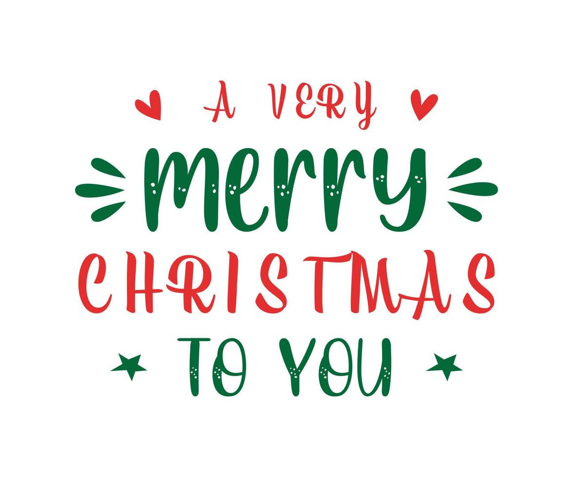 tarjeta de felicitación de navidad una muy feliz navidad para ti vector de diseño de letras