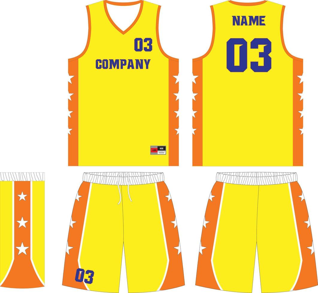 Basketball Uniform Shorts, Template for Basketball Club Front and Back