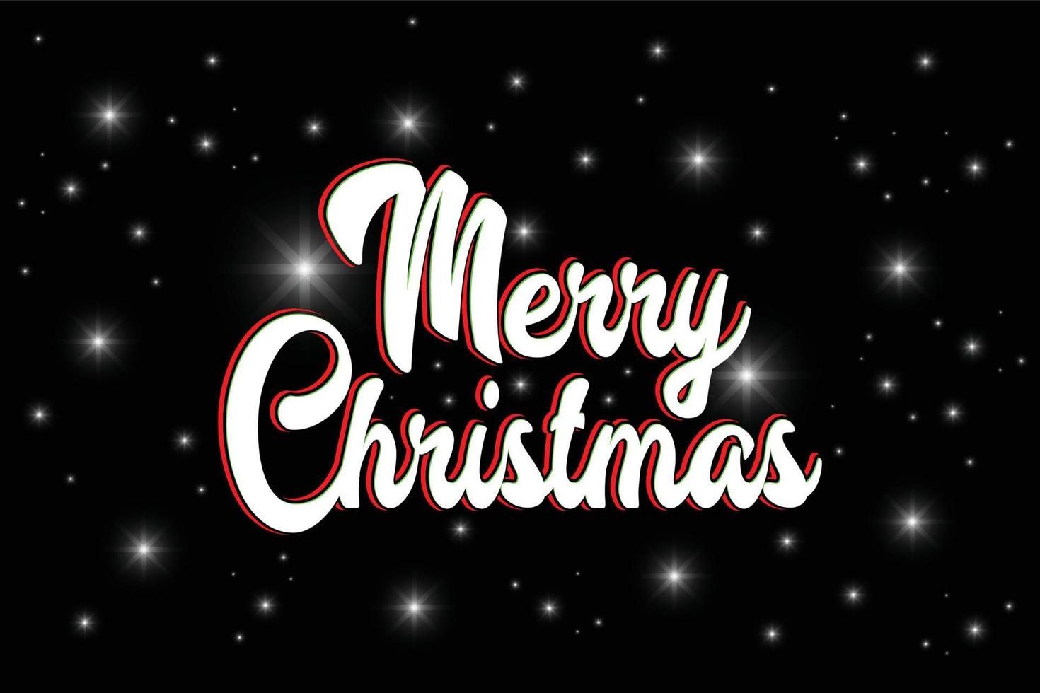 Merry Christmas lettering calligraphy isolated Banner, Poster on Black Background. Vector holiday illustration element. Merry Christmas script calligraphy