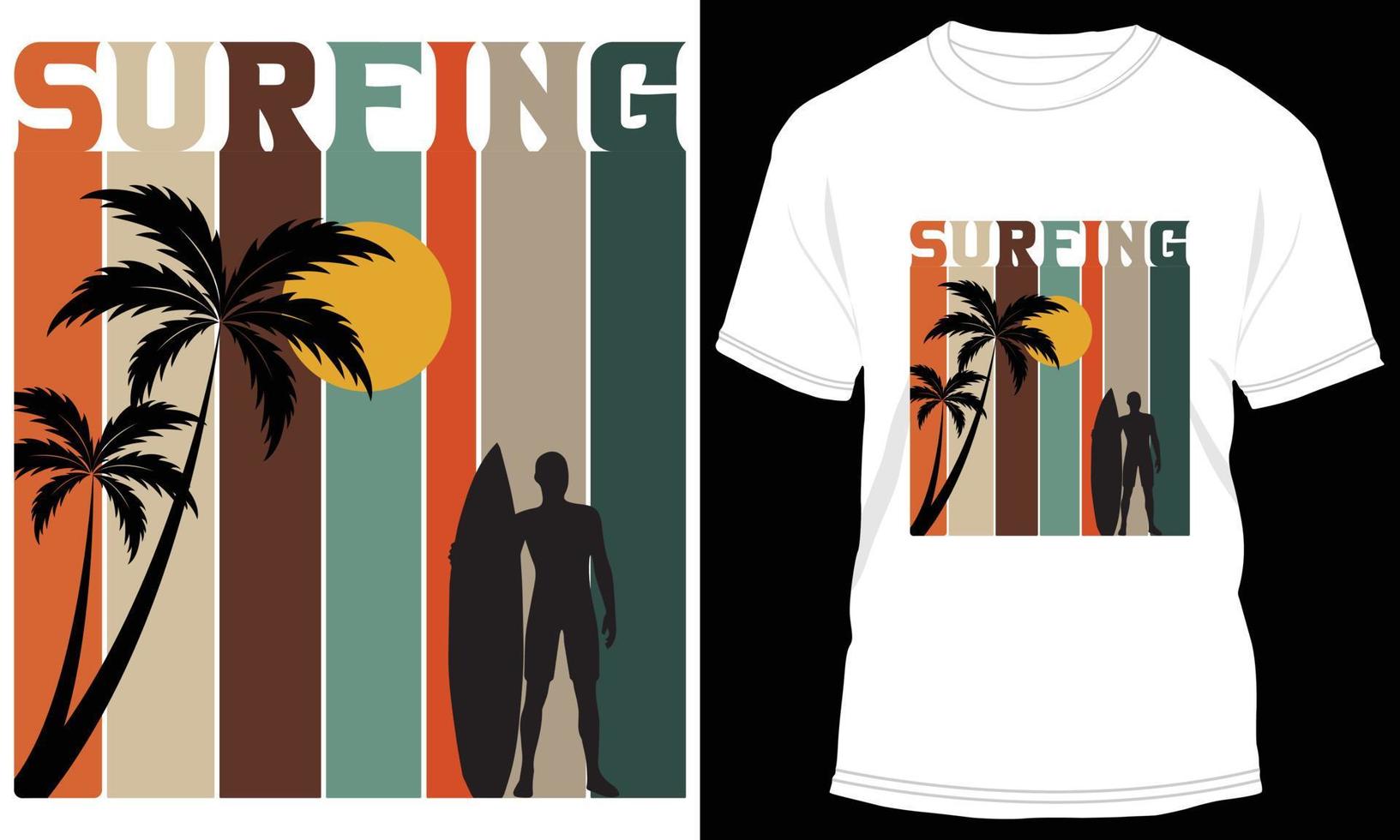 Surfing T-shirt Design Vector Graphic