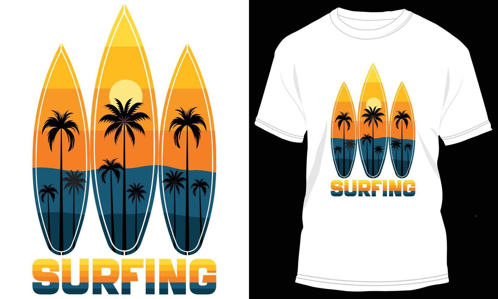 Surfing T-shirt Design Vector Graphic