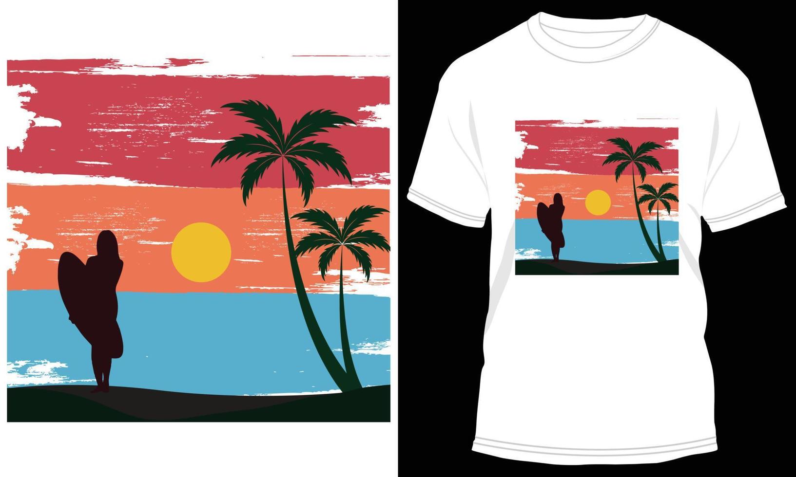 Surfing T-shirt Design Vector Graphic