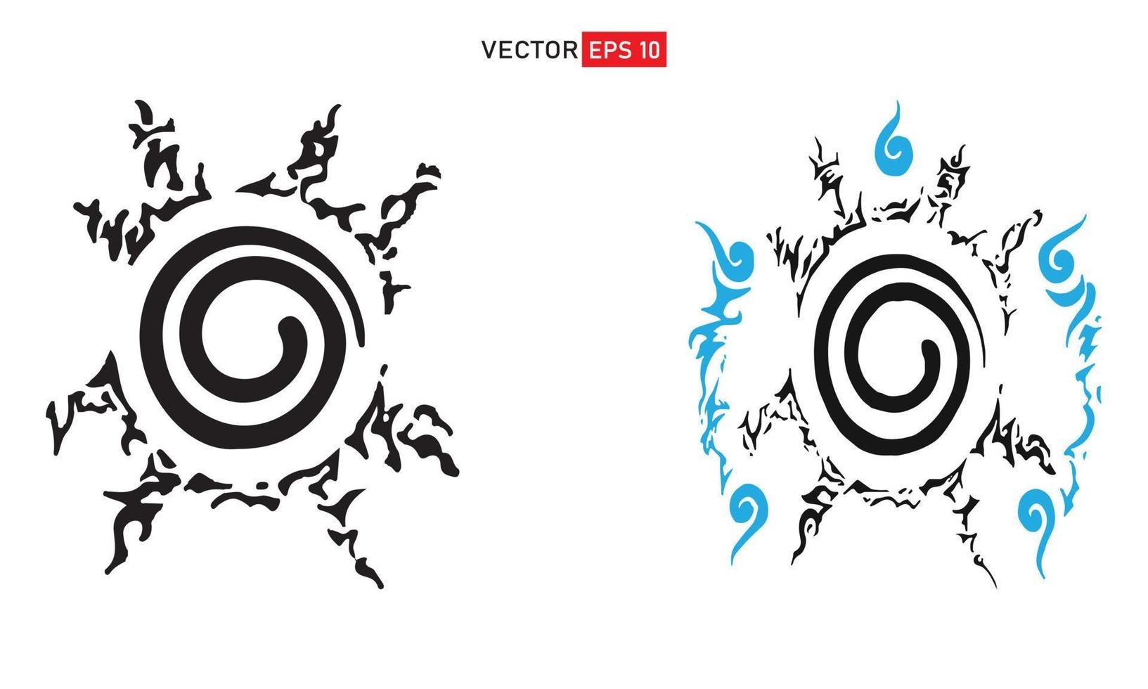 eight trigrams seal tatoo fox nine tail anime logo or fuin kyubi anime logo vector