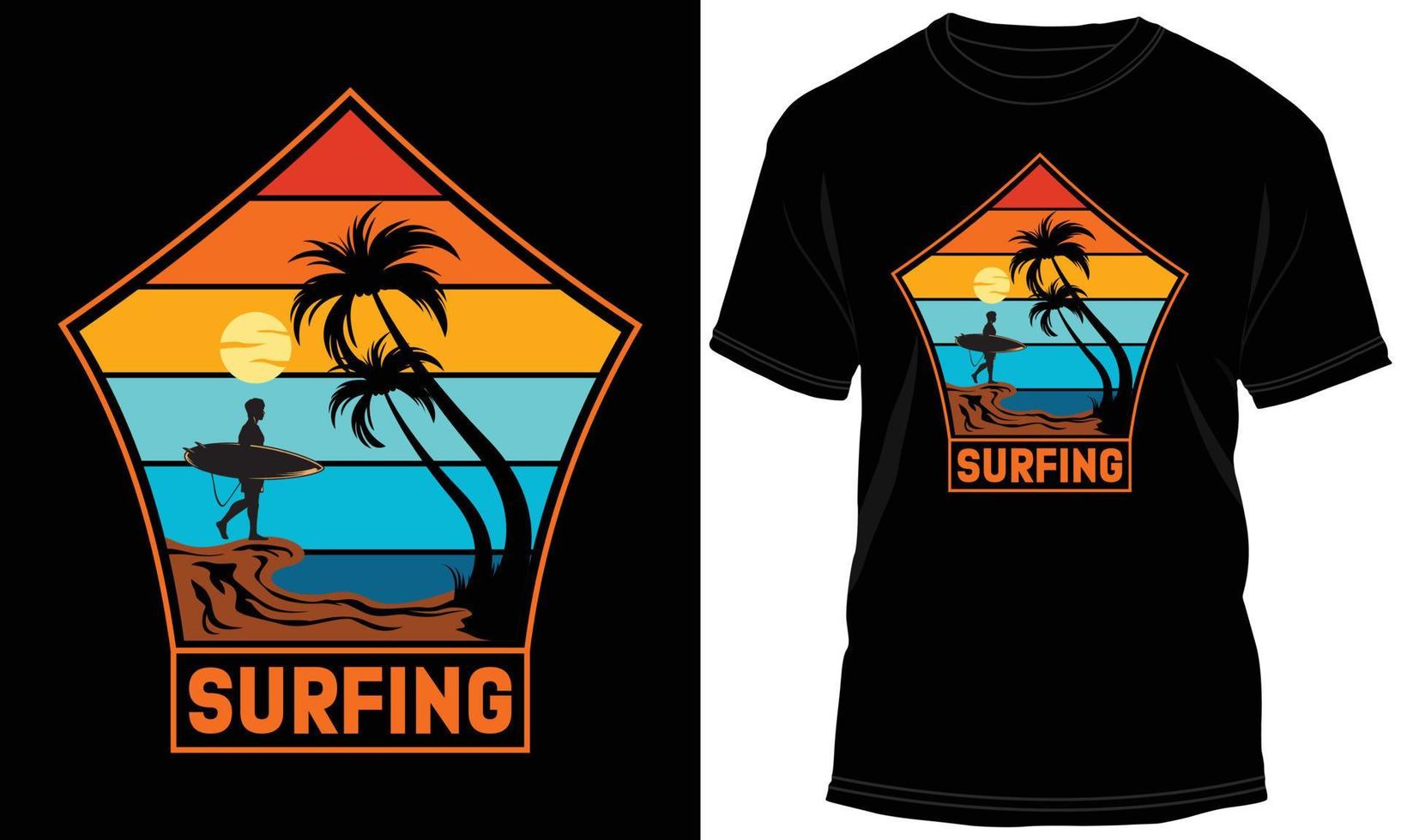 Surfing T-shirt Design Vector Graphic