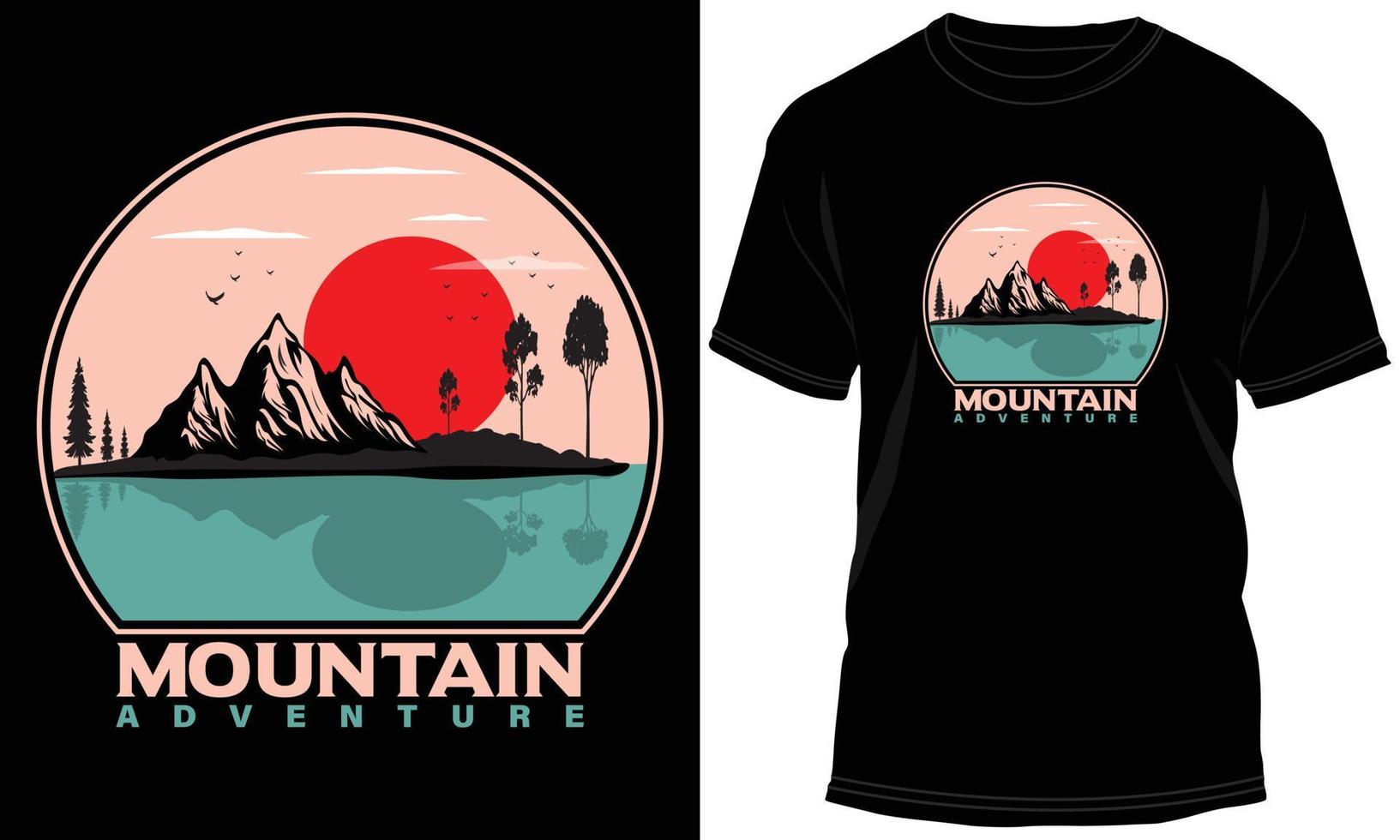 gráfico de diseño de camiseta de aventura de montaña vector