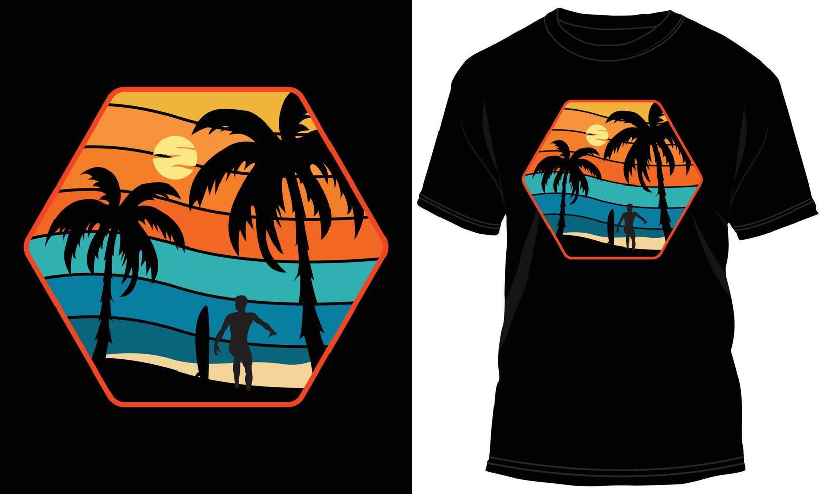 Surfing T-shirt Design Vector Graphic