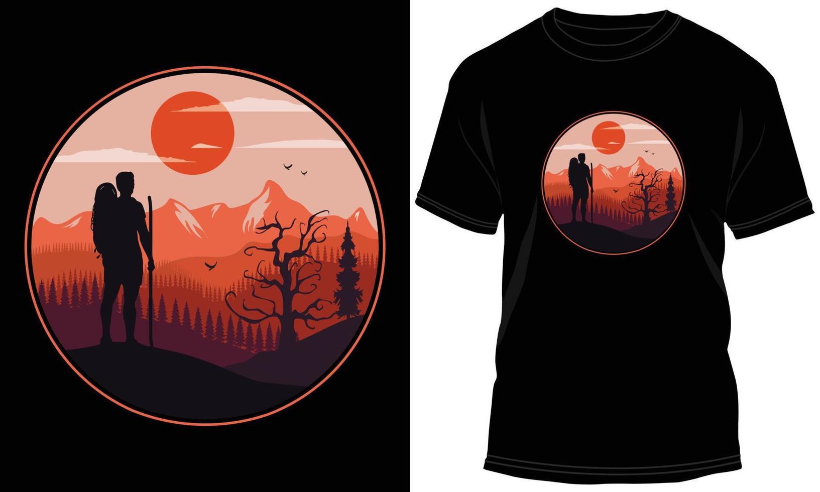 Hiking T-shirt Design Vector Graphic