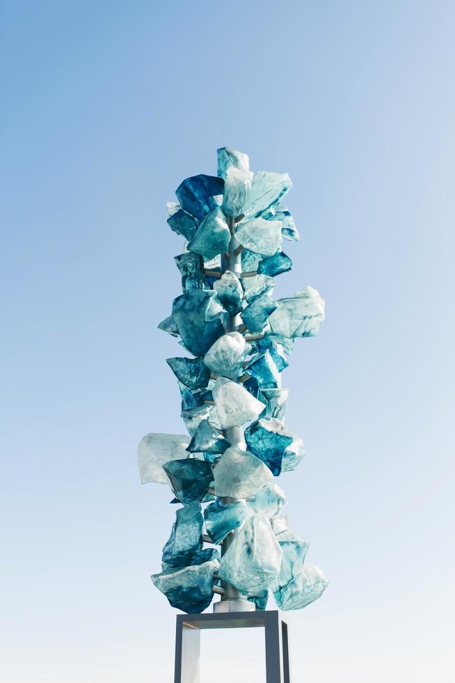 Tacoma, Washington, USA. March 2021. Walk across the bridge at the Museum of Glass. Art object made of glass-crystal matcha photo