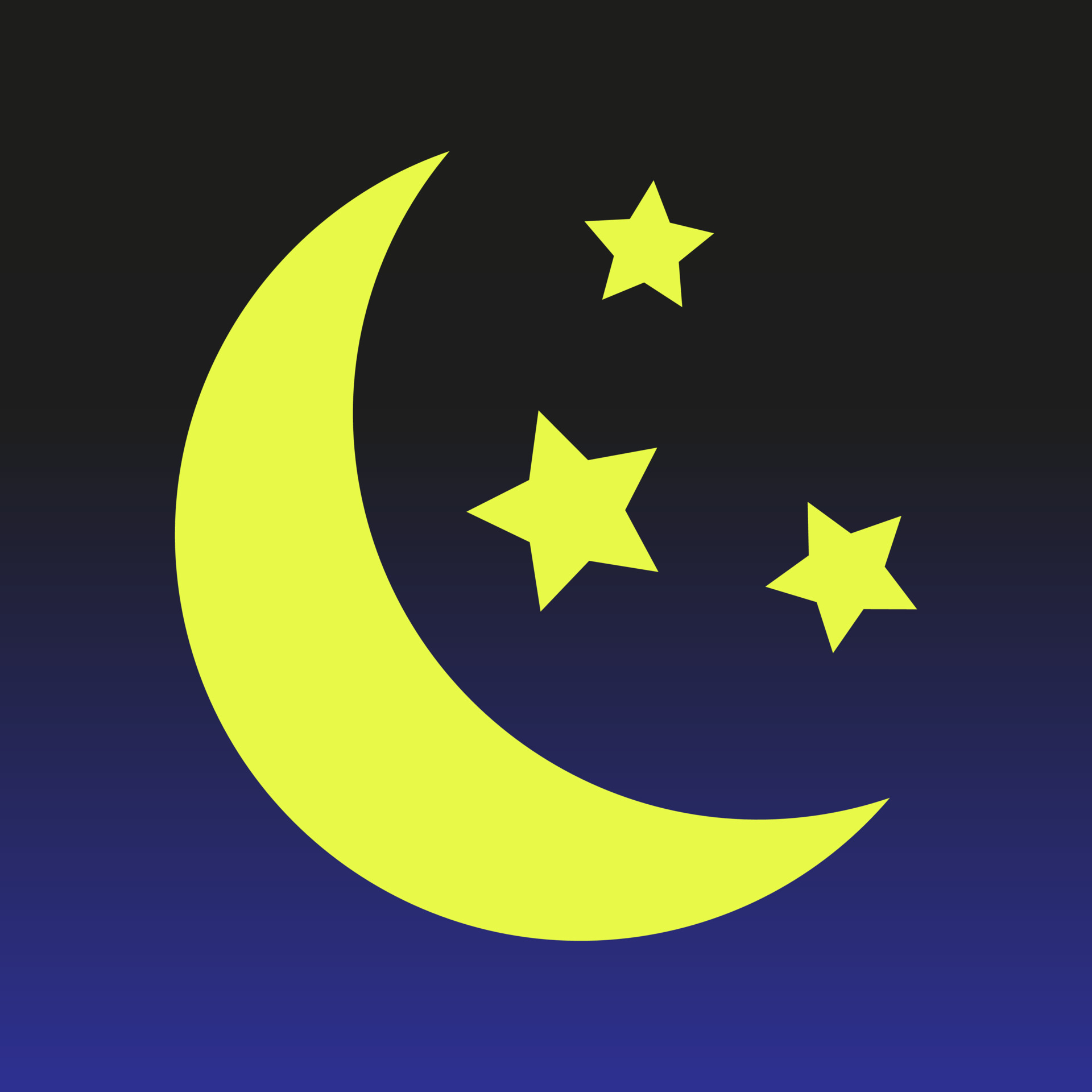 Moon and stars, vector. Yellow moon and stars on a blue background