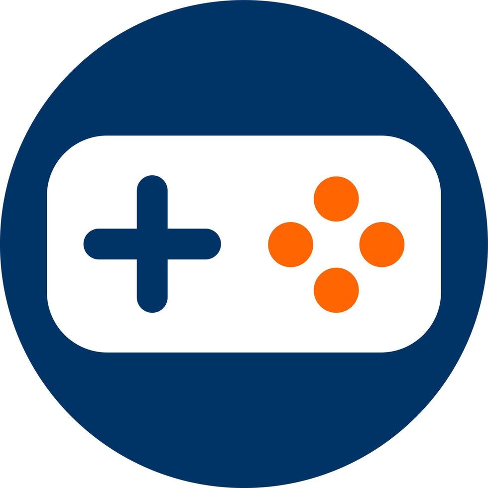 logotipo de gamepad, vector. logotipo de gamepad en naranja y azul sobre un fondo blanco. vector