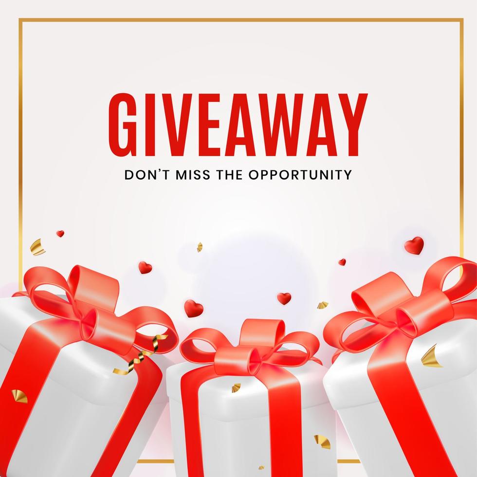 White and Red Giveaway Time Vector Illustration