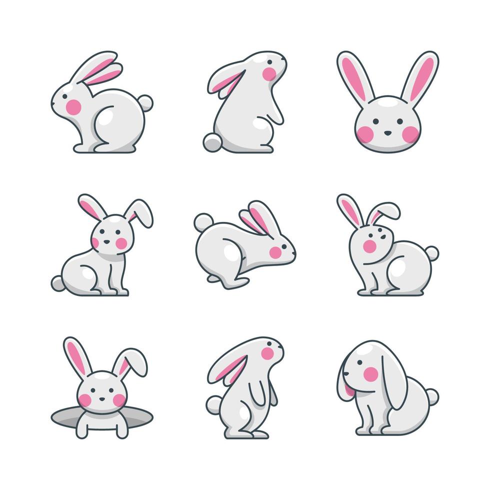 Rabbit Icon Set Collection vector