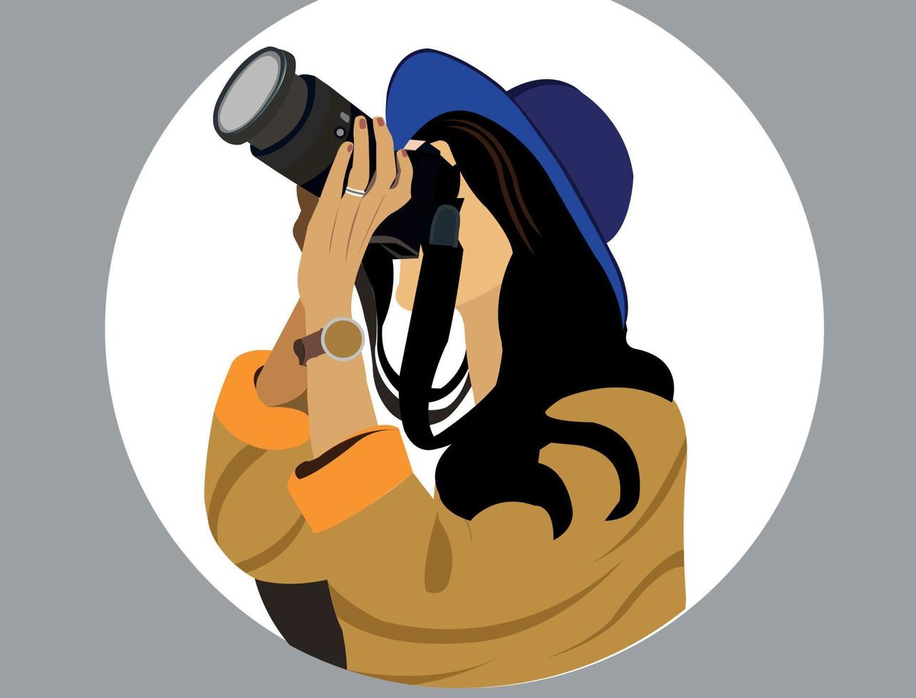 chica fotografía profesional vector plano