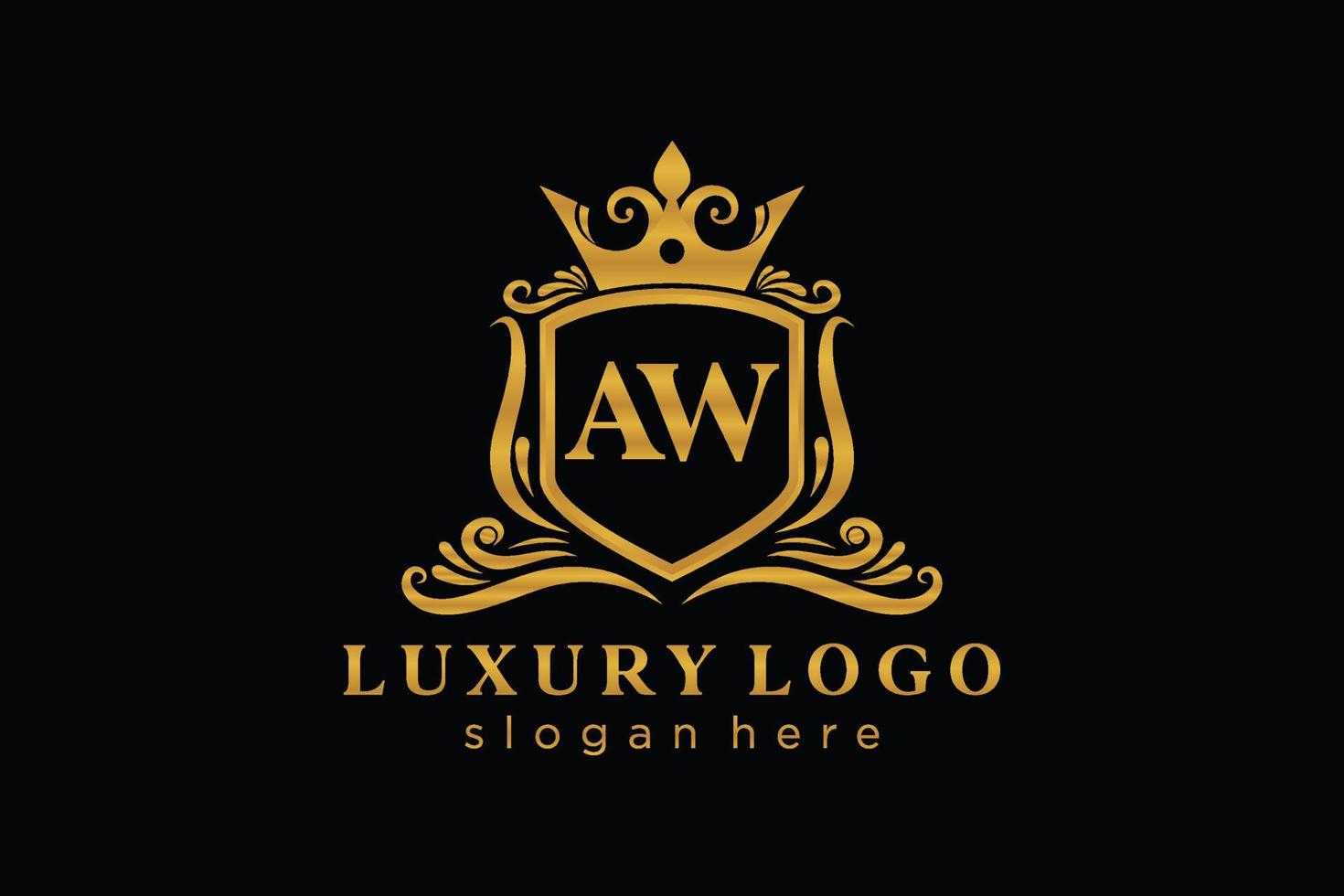 Initial AW Letter Royal Luxury Logo template in vector art for Restaurant, Royalty, Boutique, Cafe, Hotel, Heraldic, Jewelry, Fashion and other vector illustration.