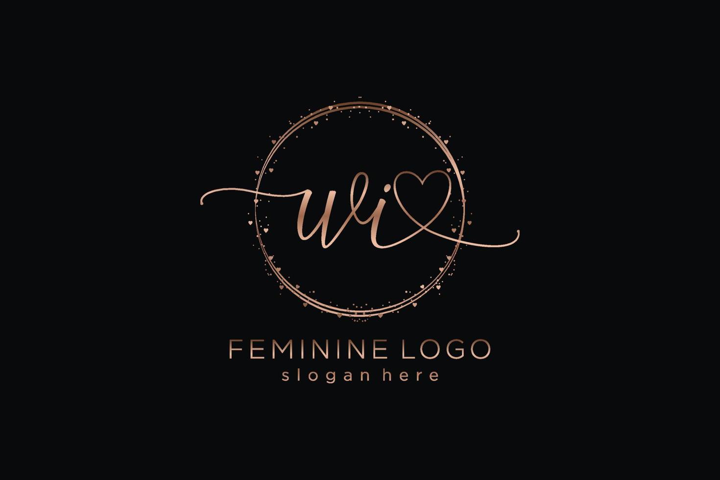 Initial WI handwriting logo with circle template vector logo of initial wedding, fashion, floral and botanical with creative template.