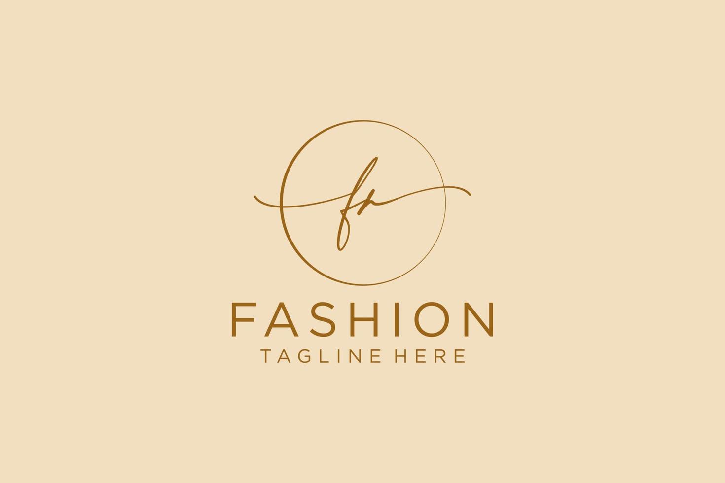 initial FR Feminine logo beauty monogram and elegant logo design, handwriting logo of initial signature, wedding, fashion, floral and botanical with creative template. vector