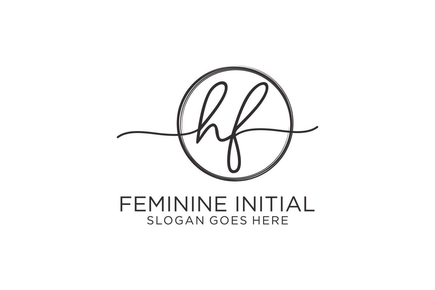 Initial HF handwriting logo with circle template vector logo of initial signature, wedding, fashion, floral and botanical with creative template.