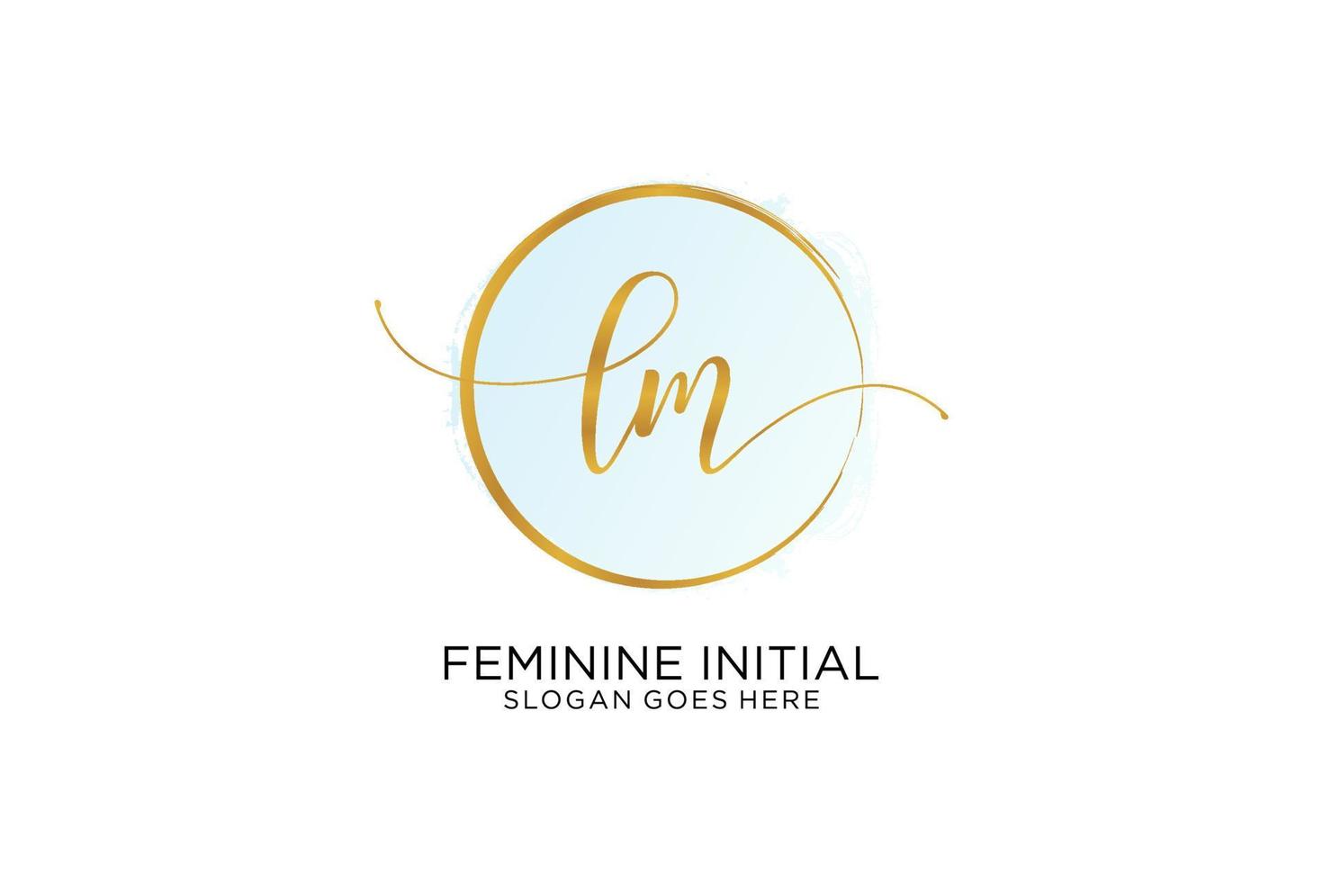 Initial LM handwriting logo with circle template vector signature, wedding, fashion, floral and botanical with creative template.