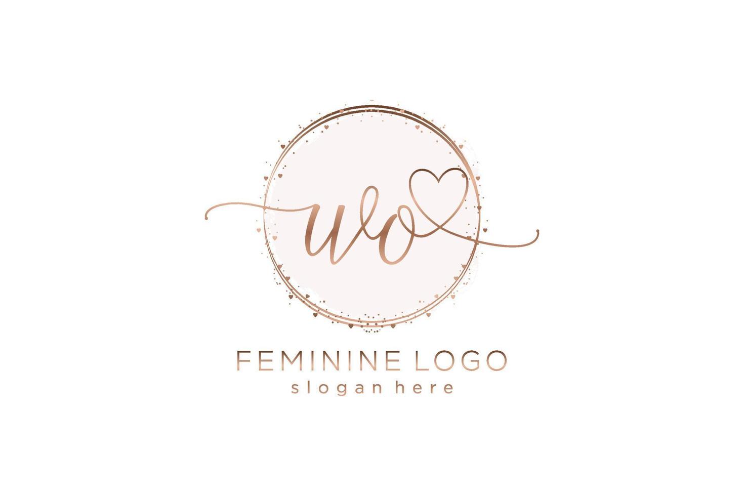 Initial WO handwriting logo with circle template vector logo of initial wedding, fashion, floral and botanical with creative template.