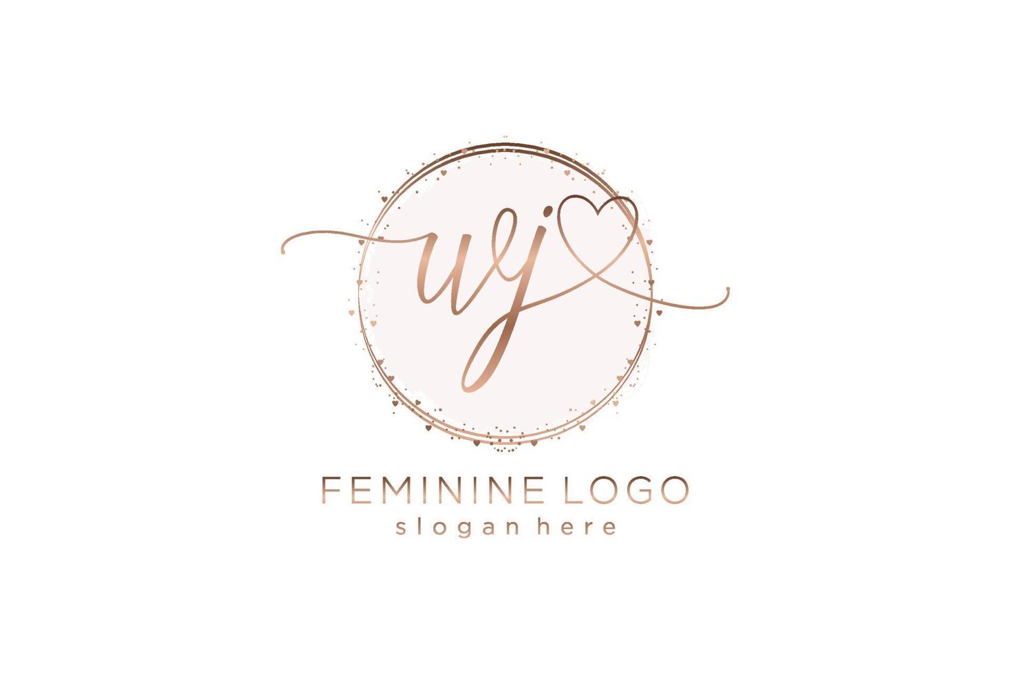 Initial WJ handwriting logo with circle template vector logo of initial wedding, fashion, floral and botanical with creative template.