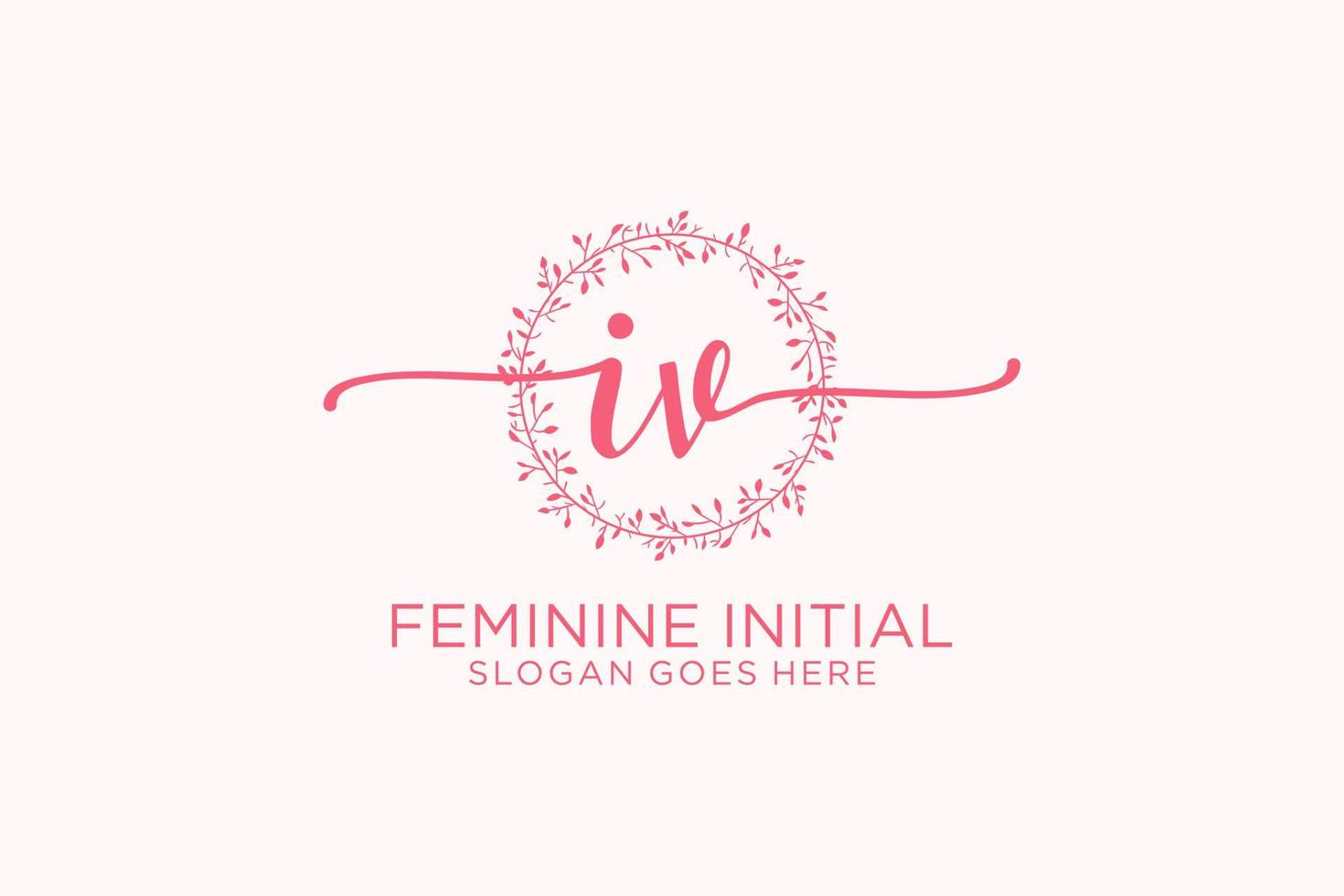 Initial IV beauty monogram and elegant logo design handwriting logo of initial signature, wedding, fashion, floral and botanical with creative template. vector