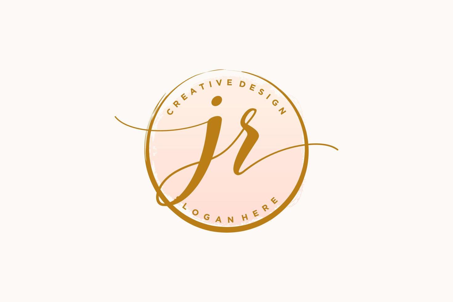 Initial JR handwriting logo with circle template vector signature, wedding, fashion, floral and botanical with creative template.