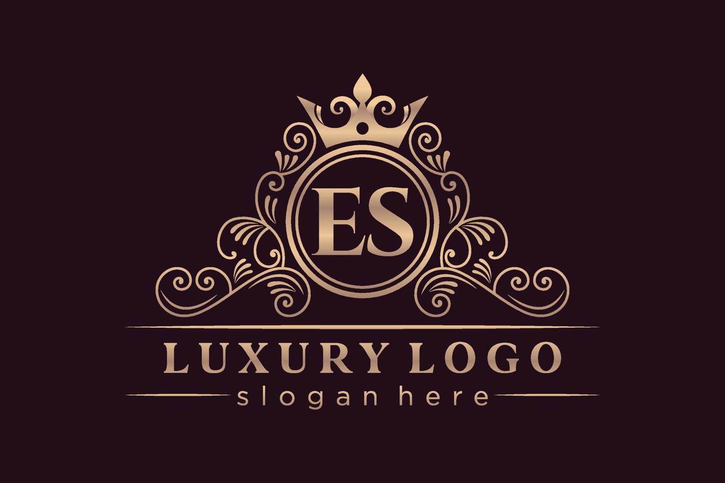 ES Initial Letter Gold calligraphic feminine floral hand drawn heraldic monogram antique vintage style luxury logo design Premium Vector