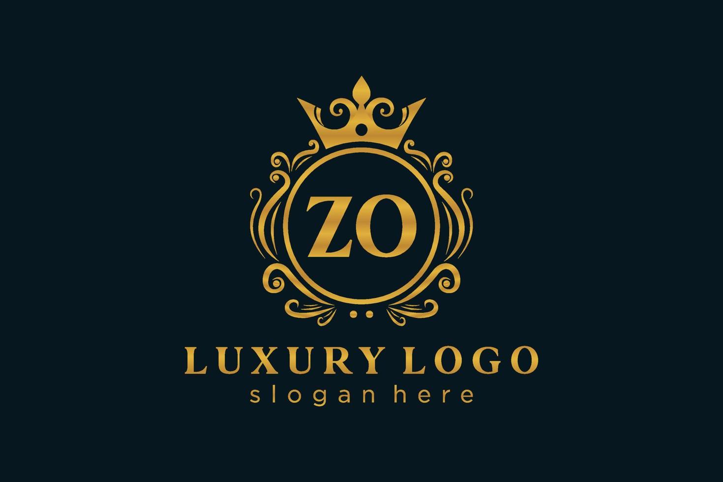 Initial ZO Letter Royal Luxury Logo template in vector art for Restaurant, Royalty, Boutique, Cafe, Hotel, Heraldic, Jewelry, Fashion and other vector illustration.