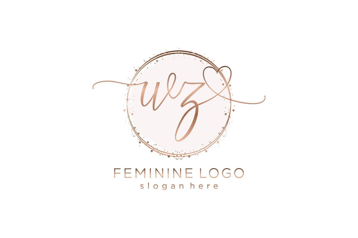 Initial WZ handwriting logo with circle template vector logo of initial wedding, fashion, floral and botanical with creative template.