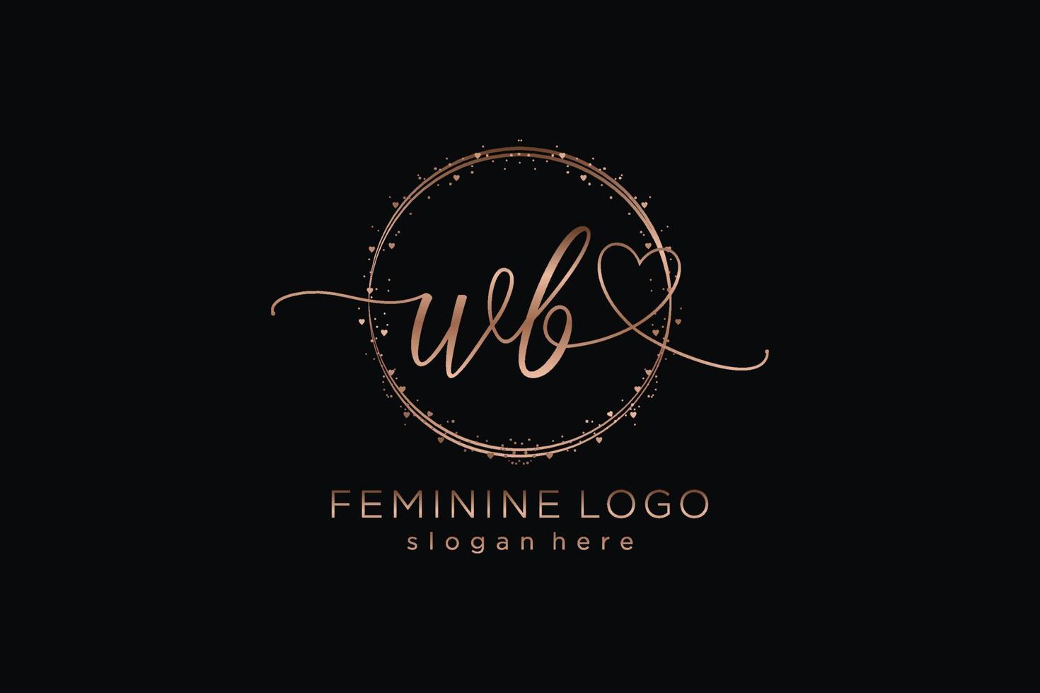 Initial WB handwriting logo with circle template vector logo of initial wedding, fashion, floral and botanical with creative template.