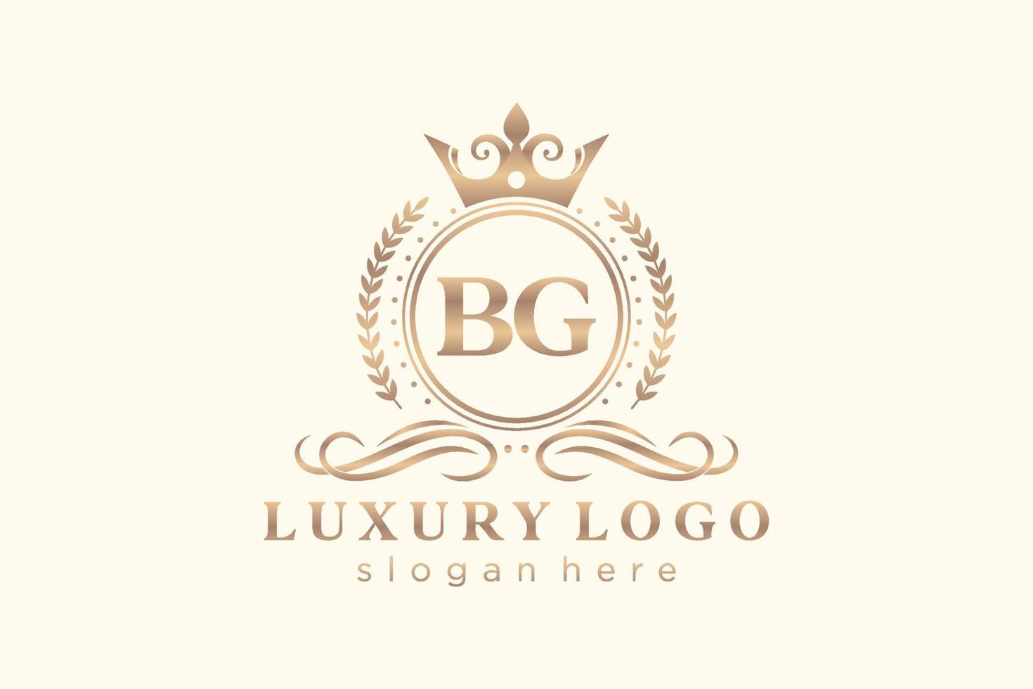 Initial BG Letter Royal Luxury Logo template in vector art for Restaurant, Royalty, Boutique, Cafe, Hotel, Heraldic, Jewelry, Fashion and other vector illustration.