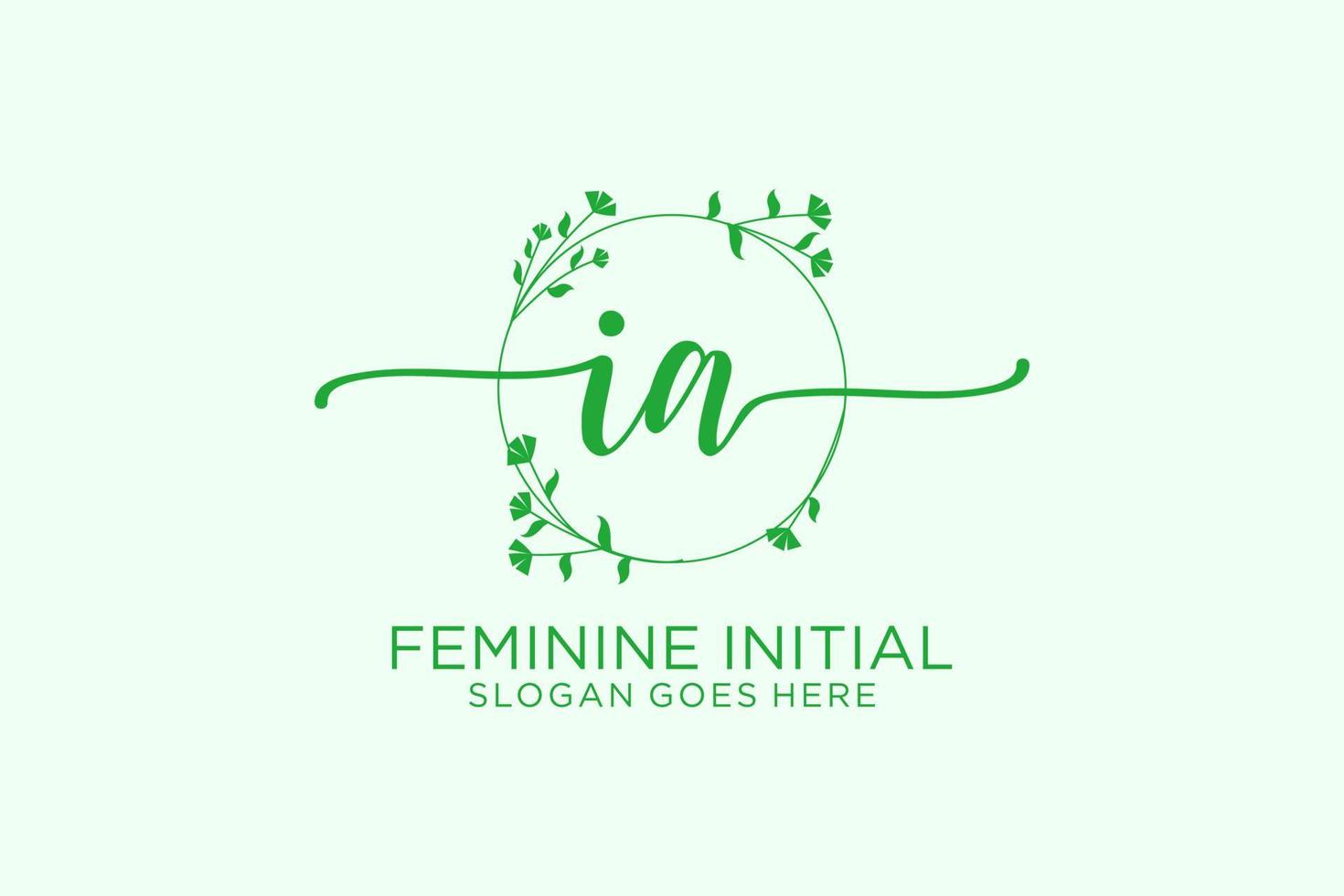 Initial IA beauty monogram and elegant logo design handwriting logo of initial signature, wedding, fashion, floral and botanical with creative template. vector