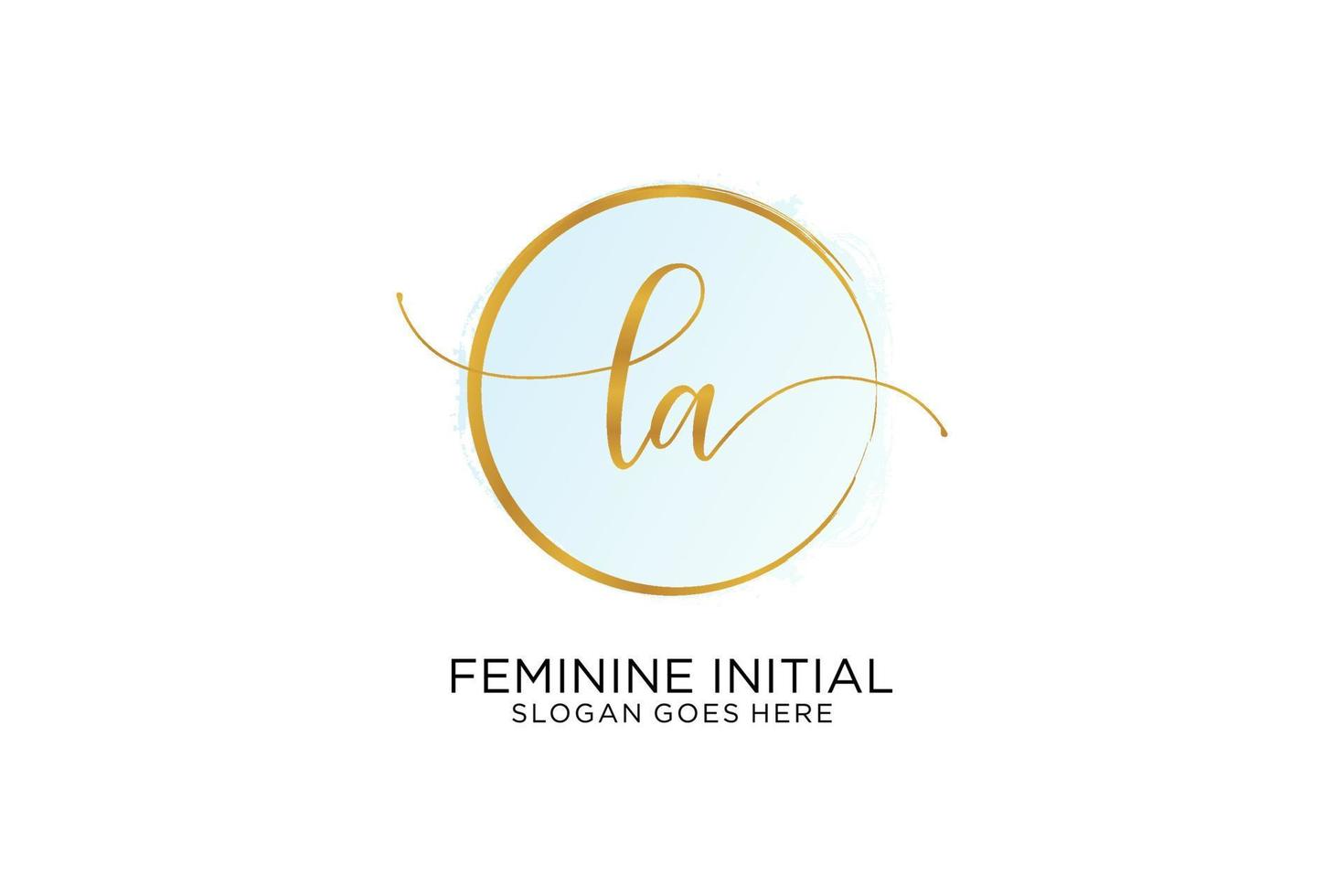 Initial LA handwriting logo with circle template vector signature, wedding, fashion, floral and botanical with creative template.