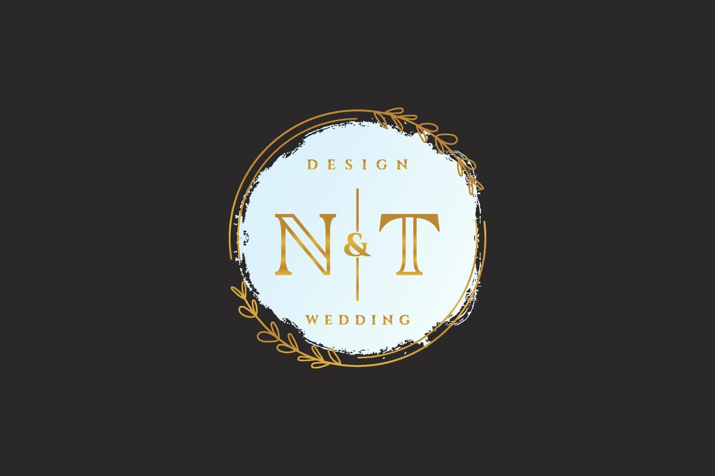 Initial NT beauty monogram and elegant logo design handwriting logo of initial signature, wedding, fashion, floral and botanical with creative template. vector