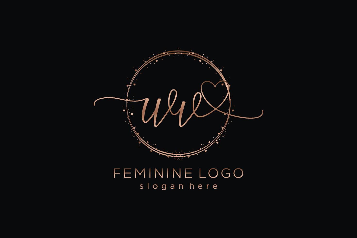 Initial WV handwriting logo with circle template vector logo of initial wedding, fashion, floral and botanical with creative template.