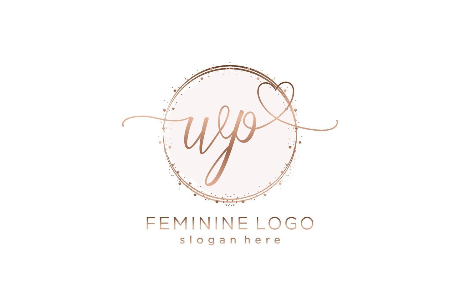 Initial WP handwriting logo with circle template vector logo of initial wedding, fashion, floral and botanical with creative template.