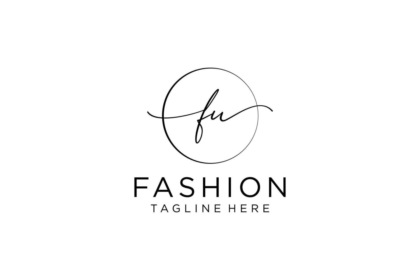 initial FU Feminine logo beauty monogram and elegant logo design, handwriting logo of initial signature, wedding, fashion, floral and botanical with creative template. vector