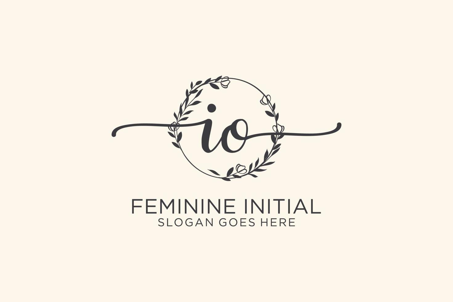 Initial IO beauty monogram and elegant logo design handwriting logo of initial signature, wedding, fashion, floral and botanical with creative template. vector