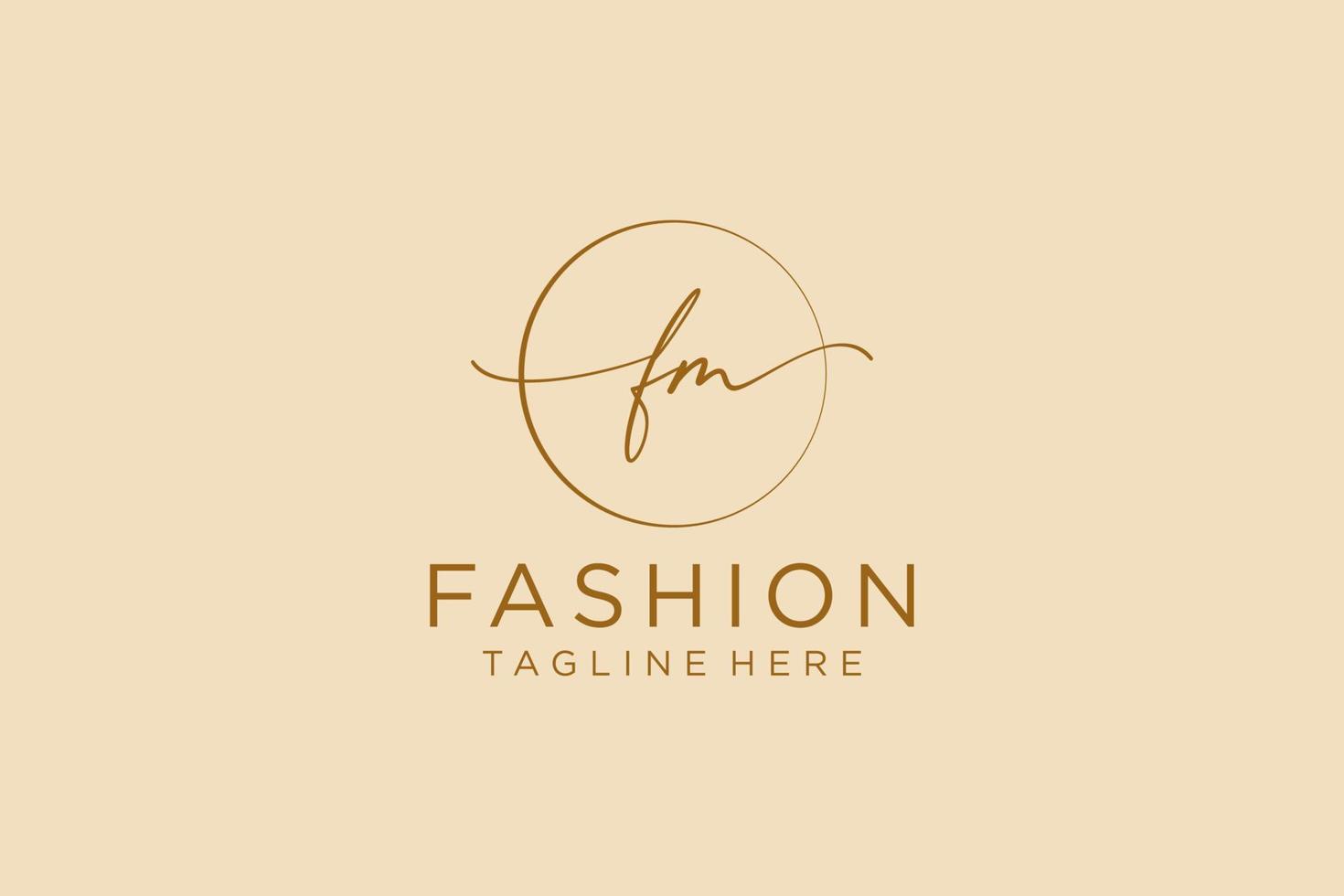 initial FM Feminine logo beauty monogram and elegant logo design, handwriting logo of initial signature, wedding, fashion, floral and botanical with creative template. vector