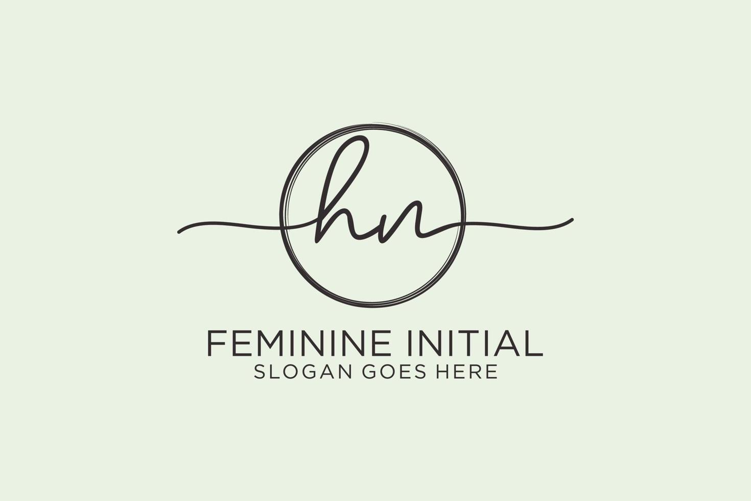 Initial HN handwriting logo with circle template vector logo of initial signature, wedding, fashion, floral and botanical with creative template.