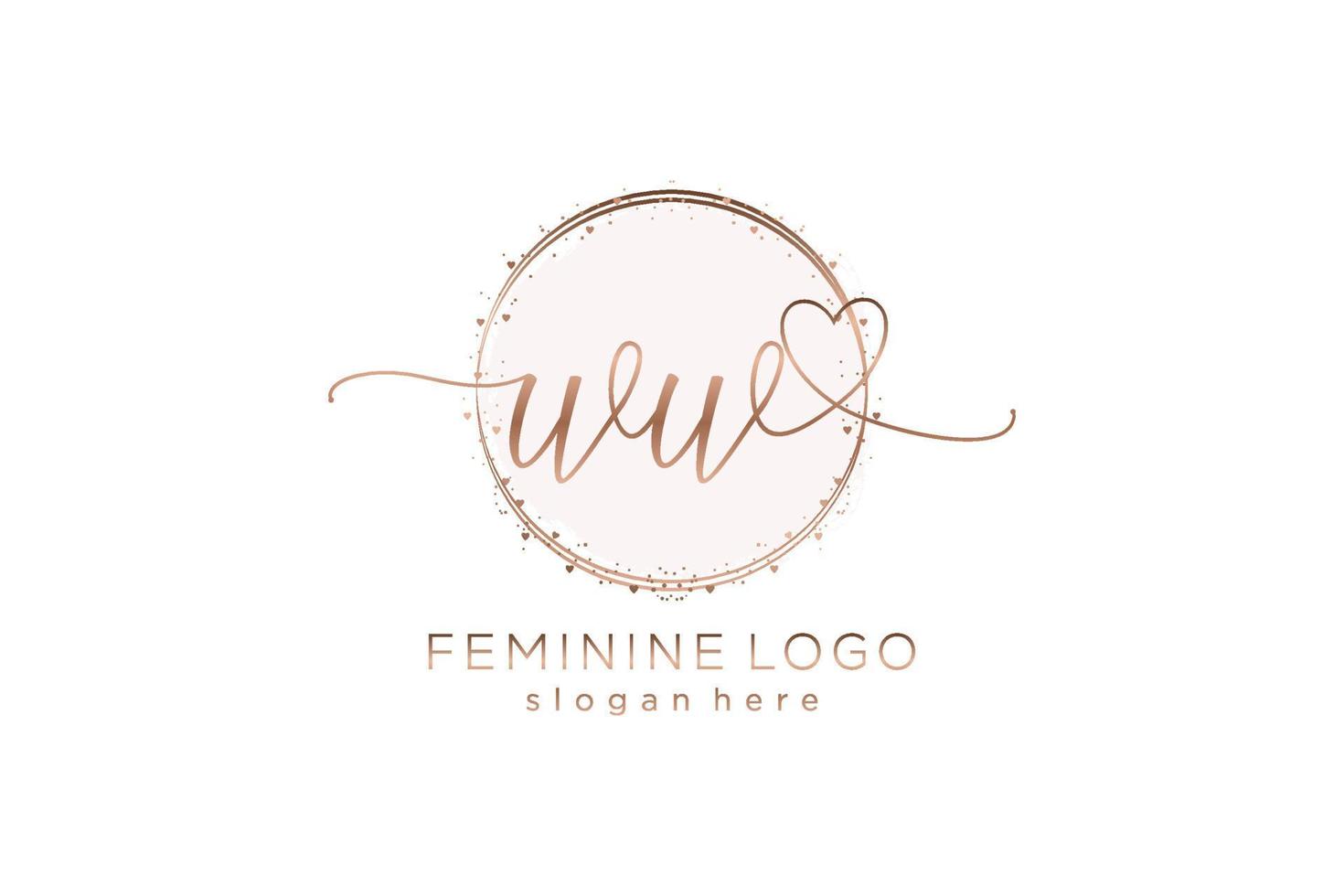 Initial WW handwriting logo with circle template vector logo of initial wedding, fashion, floral and botanical with creative template.