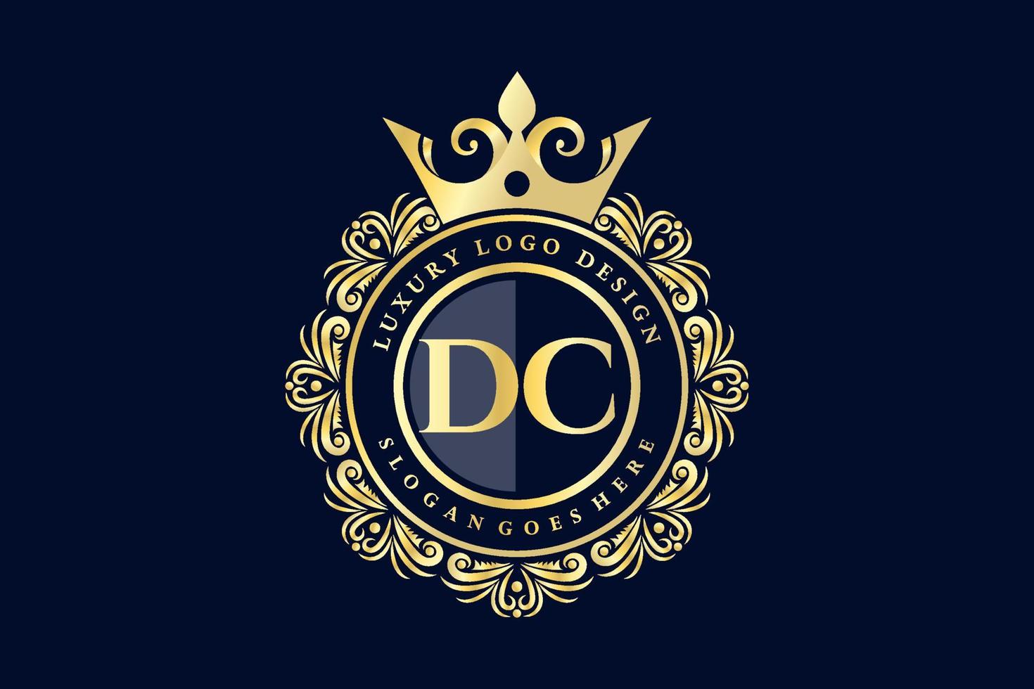 dc letra inicial oro caligráfico femenino floral dibujado a mano monograma heráldico antiguo estilo vintage diseño de logotipo de lujo vector premium