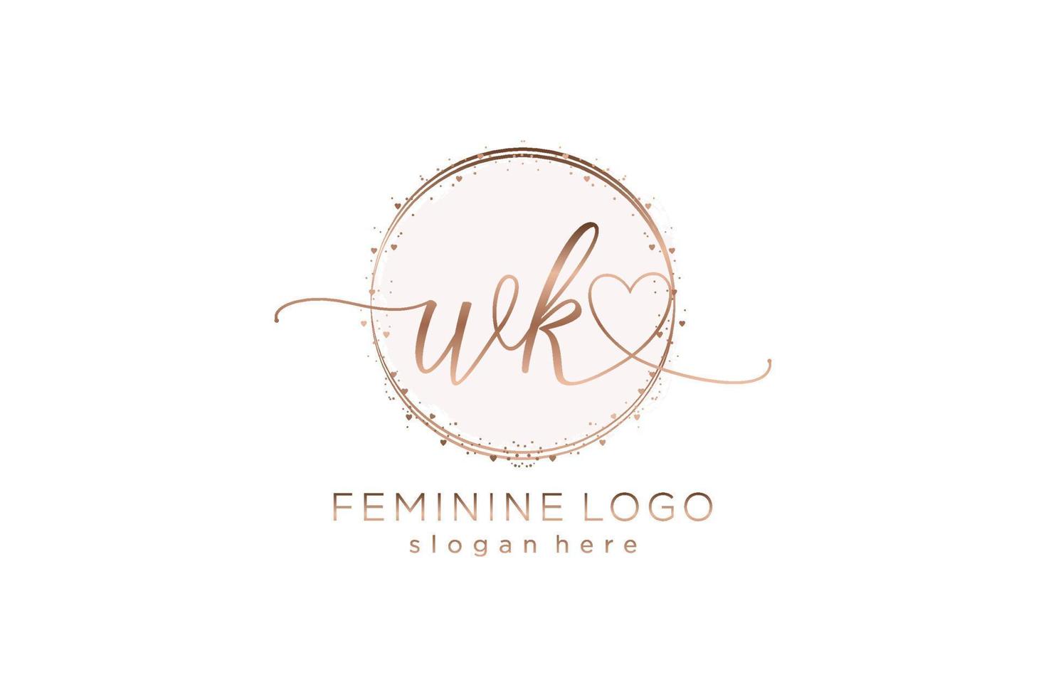 Initial WK handwriting logo with circle template vector logo of initial wedding, fashion, floral and botanical with creative template.