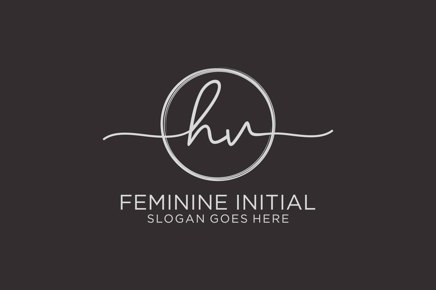 Initial HV handwriting logo with circle template vector logo of initial signature, wedding, fashion, floral and botanical with creative template.