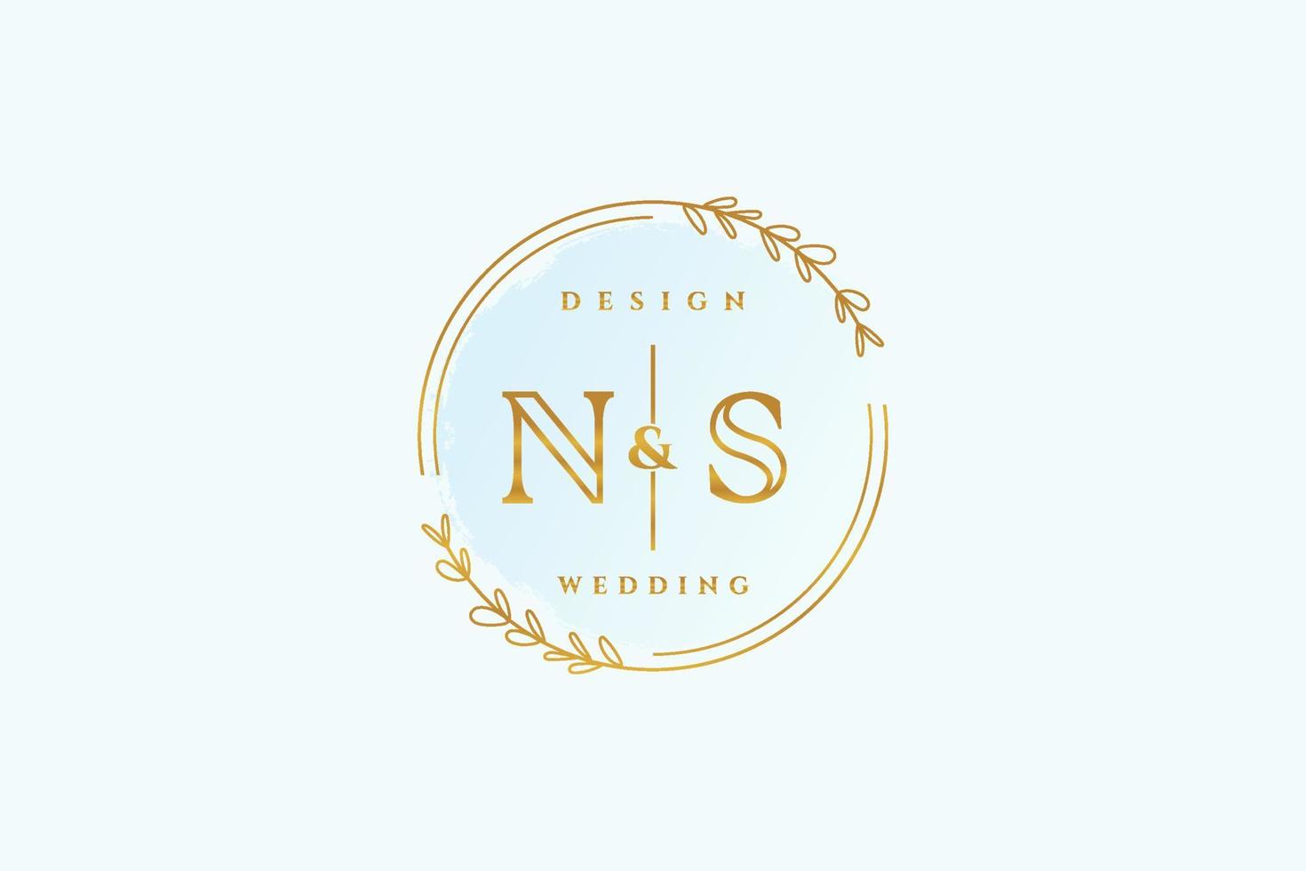 Initial NS beauty monogram and elegant logo design handwriting logo of initial signature, wedding, fashion, floral and botanical with creative template. vector